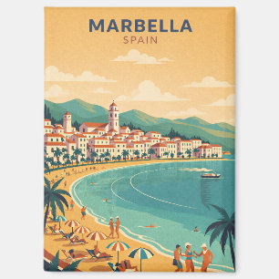 Colorful Classic Marbella Spain Travel Elegant Art Magnet