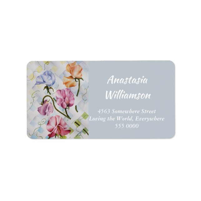COLORFUL CLIMBING SWEET PEA FLOWERS ADDRESS LABEL (Front)