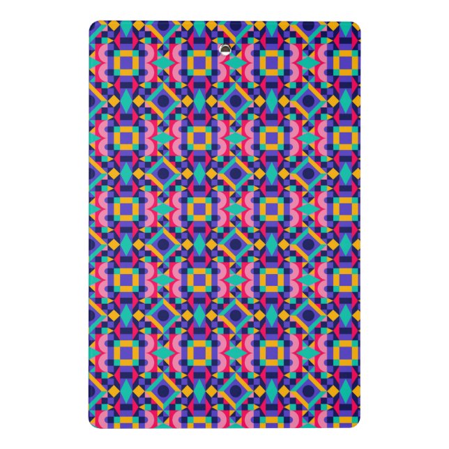 Colorful clipboard features a vibrant geometric  (Back)