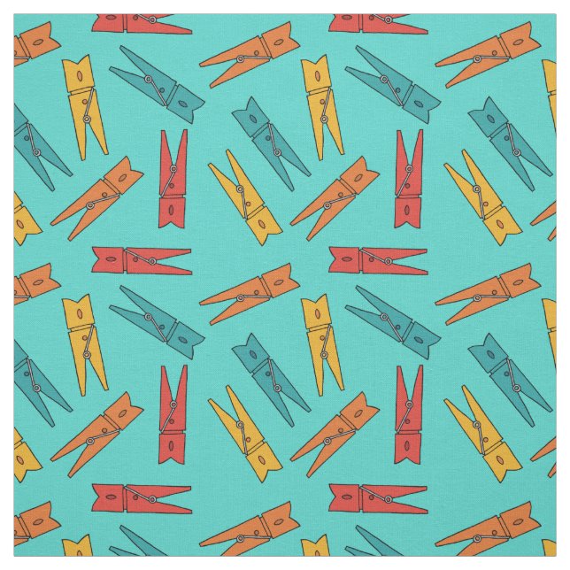 Colorful Clothes Pegs Laundry Room Fabric (Swatch)