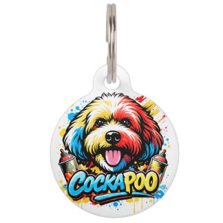 Colorful Cockapoo Dog Tag | Graffiti Style Dog ID