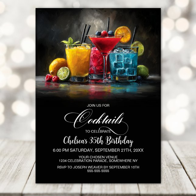 Colorful Cocktails Birthday Party Invitation (Creator Uploaded)