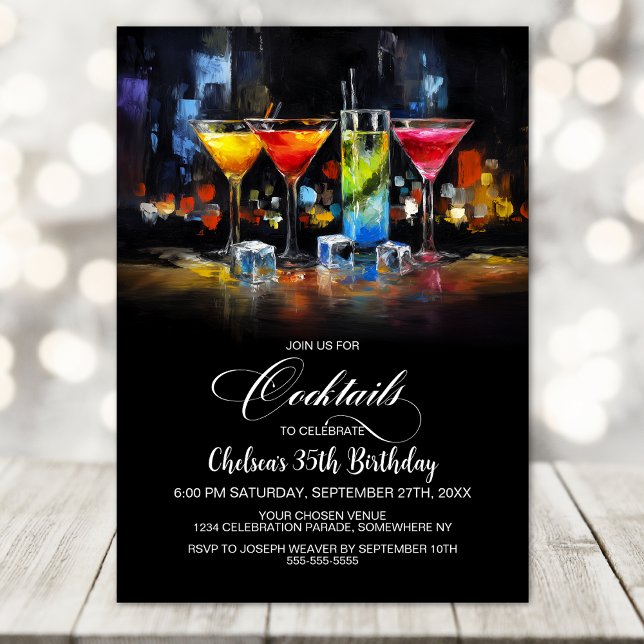 Colorful Cocktails Birthday Party Invitation (Creator Uploaded)