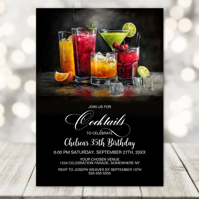 Colorful Cocktails Birthday Party Invitation (Creator Uploaded)
