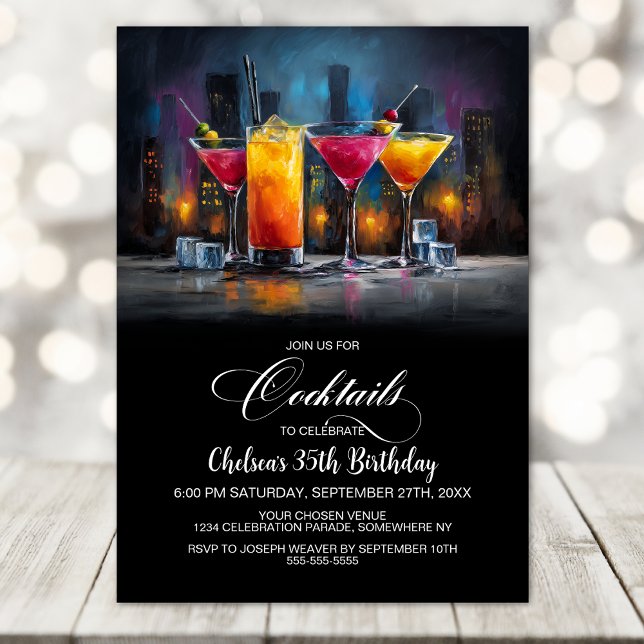 Colorful Cocktails Birthday Party Invitation (Creator Uploaded)