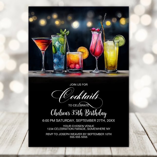 Colorful Cocktails Birthday Party Invitation (Creator Uploaded)