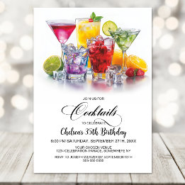 Colorful Cocktails Birthday Party Invitation