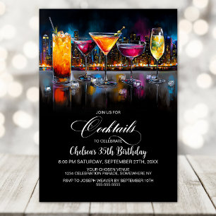 Colorful Cocktails Birthday Party Invitation