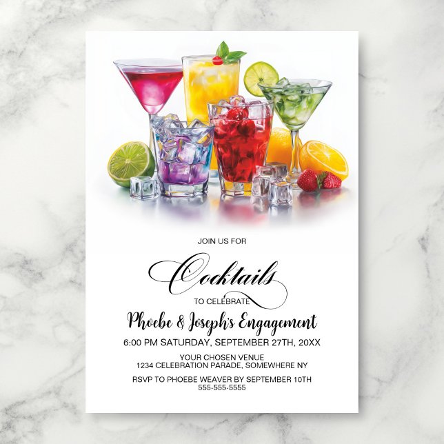Colorful Cocktails Engagement Party Invitation (Creator Uploaded)