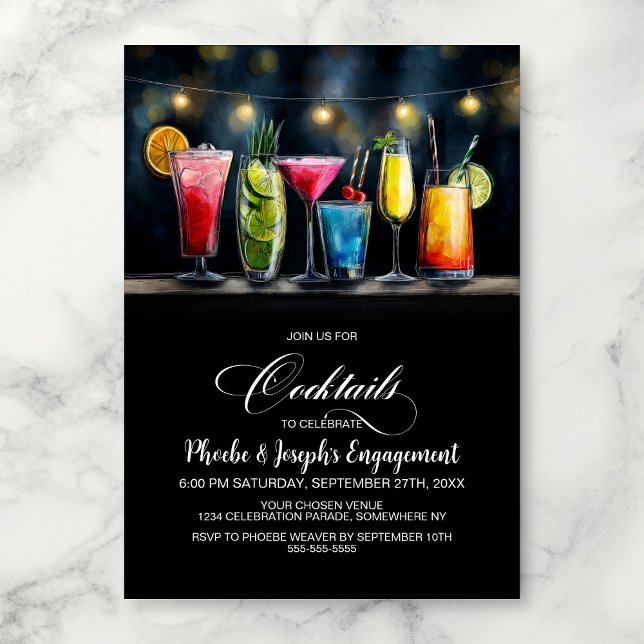 Colorful Cocktails Engagement Party Invitation (Creator Uploaded)