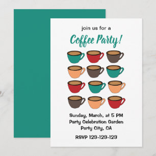 Colorful Coffee Cup Coffee Party Invitation
