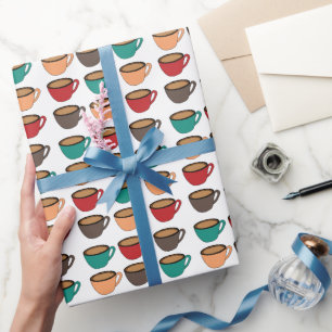 Colorful Coffee Cup Pattern Wrapping Paper