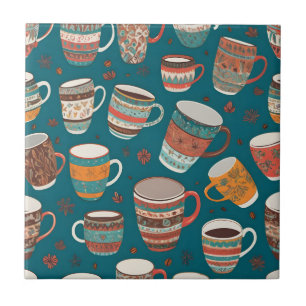 Colorful Coffee Cups Ceramic Tile