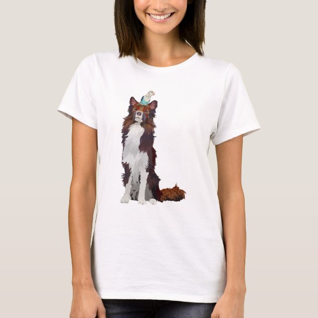COLORFUL COLLIE & BLUE BIRD T-Shirt (Front)