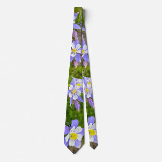 Colorful Columbine Flowers in Blue Yellow Violet  Tie