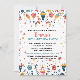 "Colorful Confetti Birthday Invitation