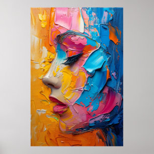 Colorful Contemplation: Modern Visage Poster