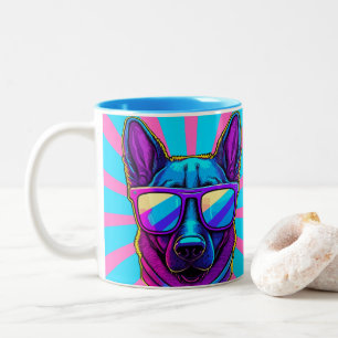 Colorful Cool Dog With Sunglasses Beach Vibes Mug