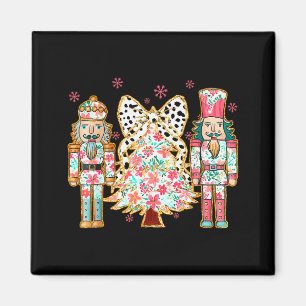 Colorful Coquette Bow Floral Nutcracker Christmas Magnet