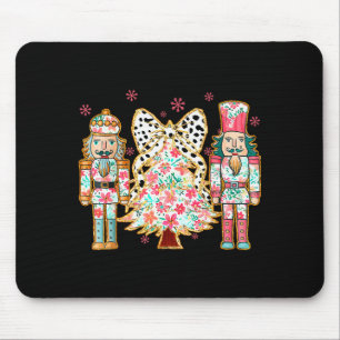 Colorful Coquette Bow Floral Nutcracker Christmas  Mouse Pad