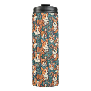 Colorful Corgi Dog Pattern - Perfect for Dog Lover Thermal Tumbler