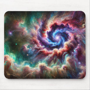 Colorful Cosmic Galaxy Swirl with Radiant Nebula Mouse Pad