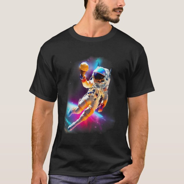 Colorful Cosmic Ice Cream Astronaut T-Shirt (Front)