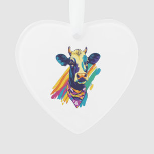 Colorful Cow Png, Rainbow Cow Design Png Ornament