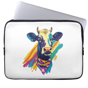 Colorful Cow , Rainbow Cow Design  Laptop Sleeve