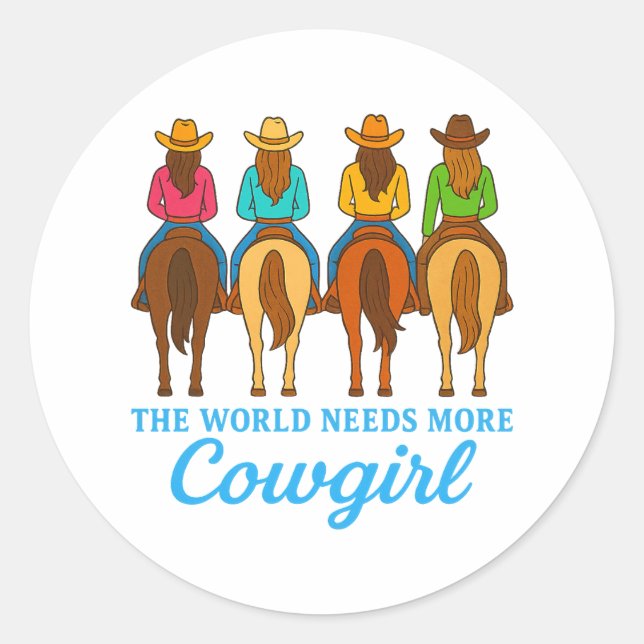 Colorful Cowgirls Western Bachelorette Party Classic Round Sticker (Front)
