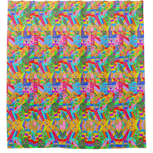 colorful crazy pattern modern art hippy  shower curtain (Front)
