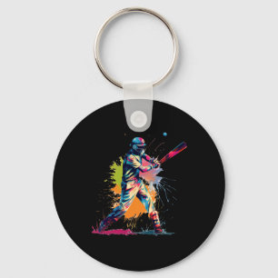 Colorful Cricketer Boy On Mens Cricket 1 Key Ring