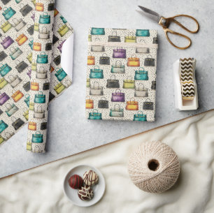 Colorful Crocodile Handbag Fashion Pattern Wrapping Paper