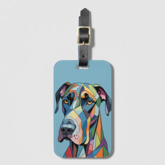 Colorful Cubist Great Dane  Luggage Tag