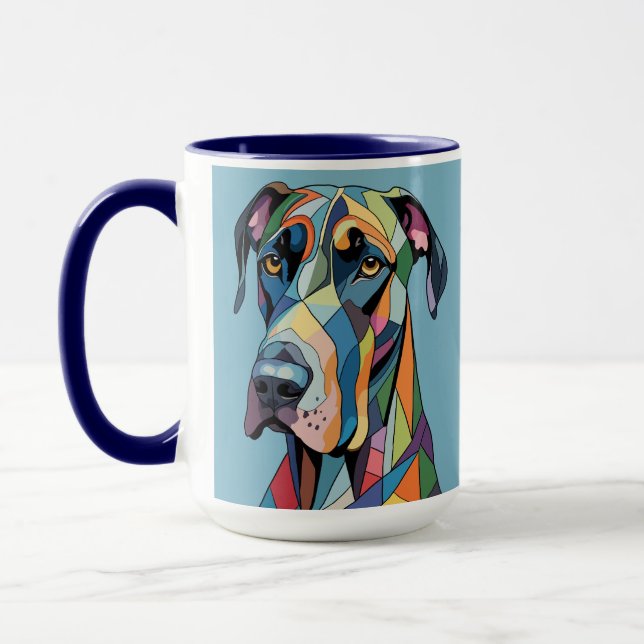 Colorful Cubist Great Dane  Mug (Left)