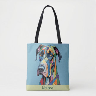 Colorful Cubist Great Dane  Tote Bag
