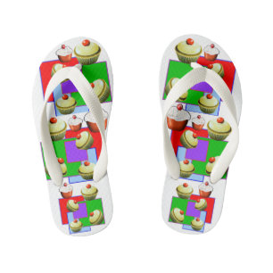 Colorful Cup Cakes Kids Kid's Thongs