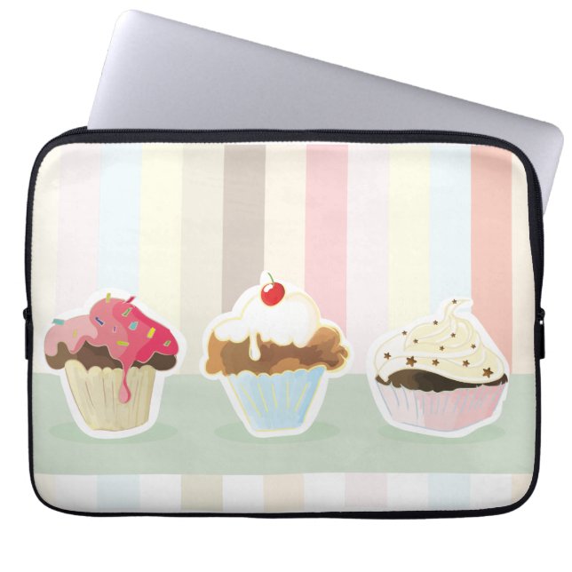 colorful cupcake laptop sleeve (Front)