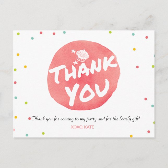 COLORFUL CUPCAKE THANK YOU POSTCARD (Front)