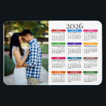 Colorful Custom 2026 Photo Calendar Magnet<br><div class="desc">Add your favorite photo to display on this custom calendar magnet. Calendars for your refrigerator, office space, dorm, garage, workshop or any other place you can think of... they conveniently display all 12 months of the year on one compact magnet (4x6 ot 3x4) along with an image of your choice....</div>
