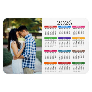 Colorful Custom 2026 Photo Calendar Magnet