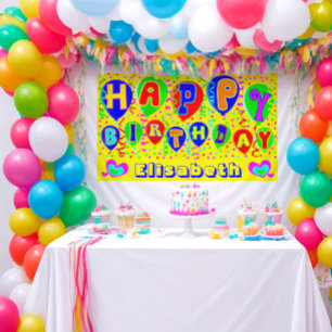 Colorful custom name happy birthday banner