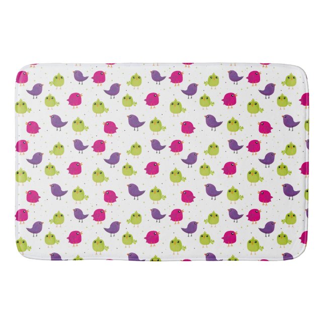 Colorful Cute Birds Pattern Bath Mat (Front)