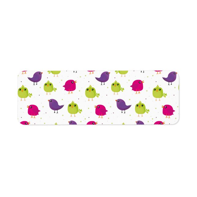 Colorful Cute Birds Pattern Return Address Label (Front)
