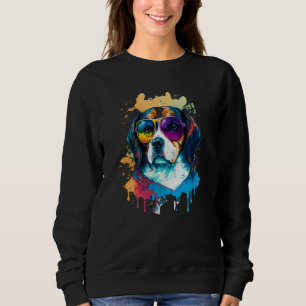 Colorful Cute Dog Beagle with Sunglasses Animal Sweatshirt