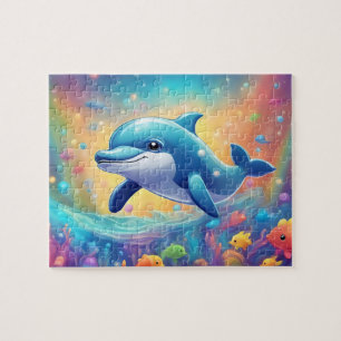 Colorful Cute Dolphin Jigsaw Puzzle