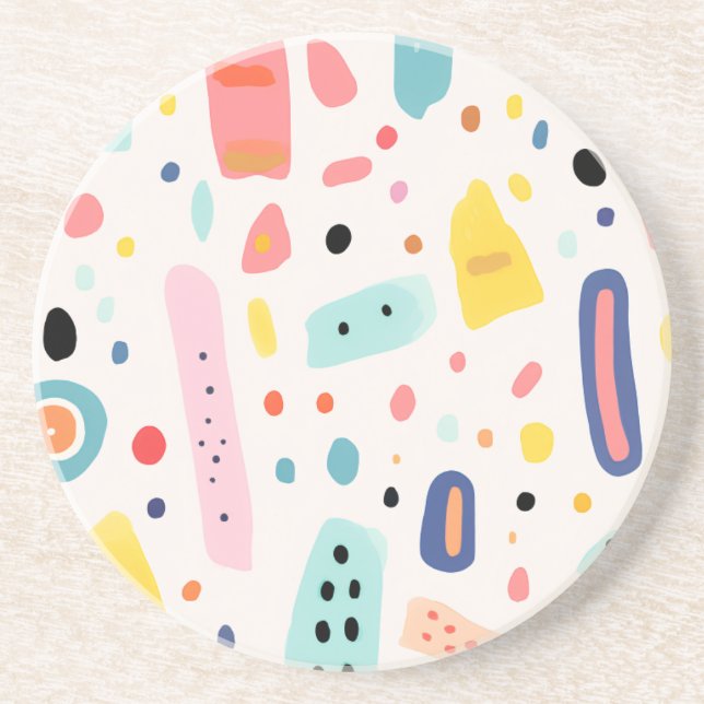colorful cute elements design coaster (Front)
