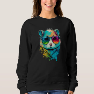 Colorful Cute Hampster with Sunglasses Animal Sweatshirt