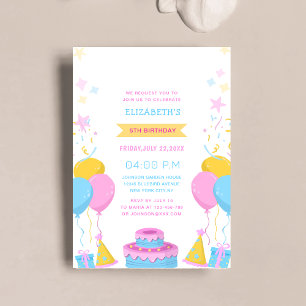 colorful  cute kid's birthday  invitation