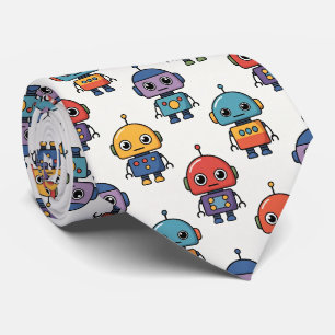 Colorful Cute Robot Pattern Tie